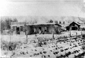A.F. Miller store, Farmington 1885. First Store in Farmington, New Mexico. Public Domain. 03.24.2017.