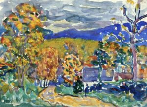 Autumn in New England, by the American artist Maurice Prendergast, watercolor, 1910 to 1913. {Public Domain - US.}