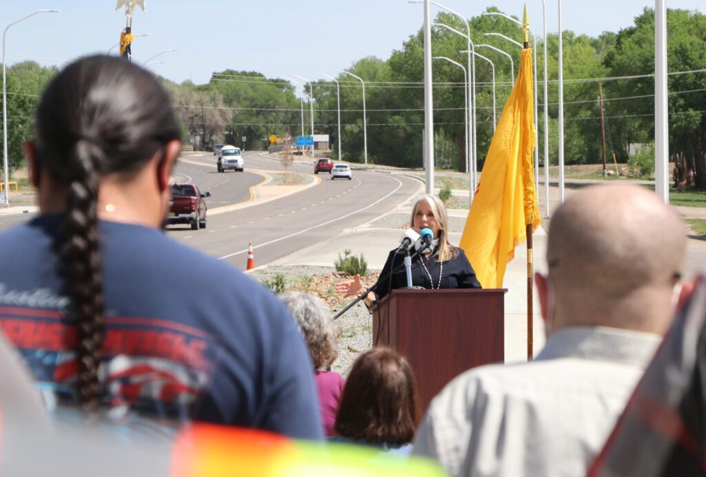 Governor Michelle Lujan Grisham At Ribbon Cutting Cereony for Infrastructure Investment in Las Vegas. May 26, 2021. Photo Courtesy of Governor's Press Office.